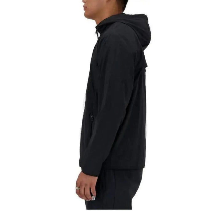 Black hooded sweatshirt displayed from the side, New Balance Men Blazer