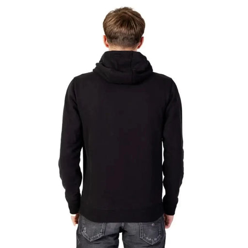 Back view of Tommy Hilfiger Jeans Men Black Hooded Sweatshirt