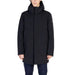 Black hooded winter coat with concealed closure from Peuterey Men’s Jacket collection