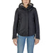 Black hooded winter jacket with gray fleece lining from Suns Women Jacket collection