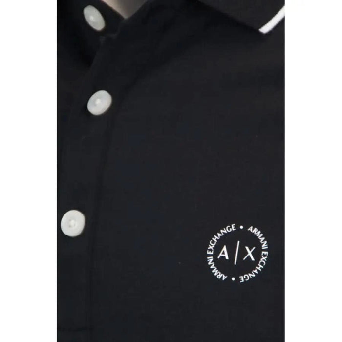 Black coat with white buttons and A/X logo from Armani Exchange Men Polo