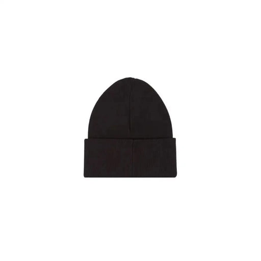 Black knit beanie hat with a folded brim from Calvin Klein Men Cap collection