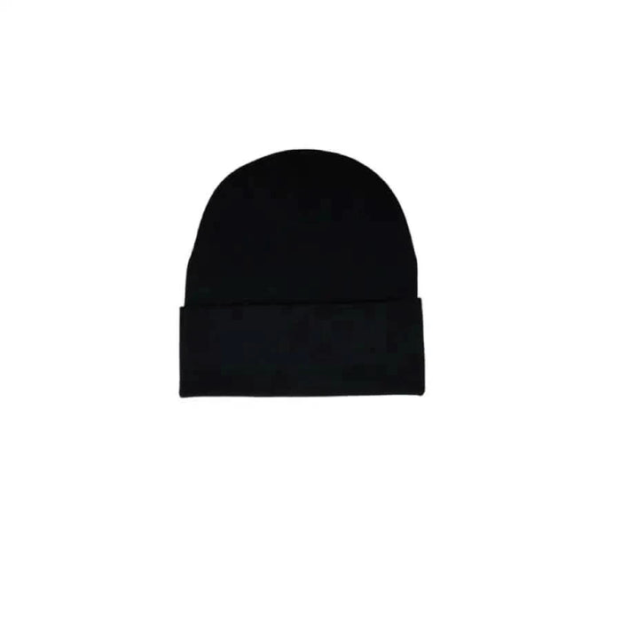 Black knit beanie hat with folded brim from Guess Women Cap collection