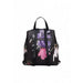 Black leather backpack with floral print accents from Desigual Women Bag collection