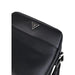 Black leather bag with triangular logo emblem from Guess Men’s collection