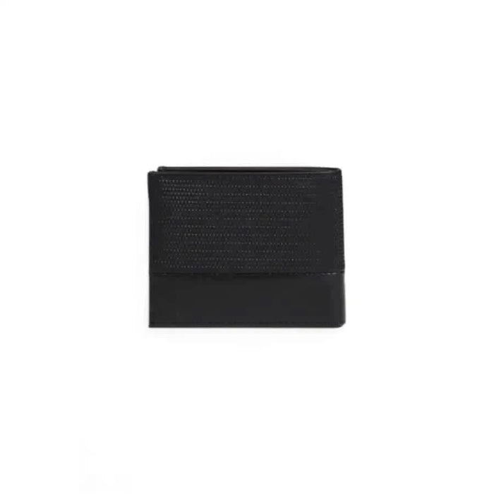 Calvin Klein Men’s Wallet - Black Leather Bifold with Textured Upper Portion