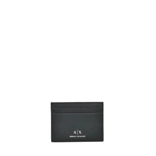 Black leather card holder with Armani Exchange logo from Armani Exchange Men Wallet collection