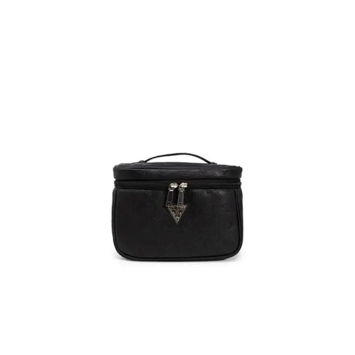 Black leather cosmetic case with handle and zipper from Guess Women Bag collection