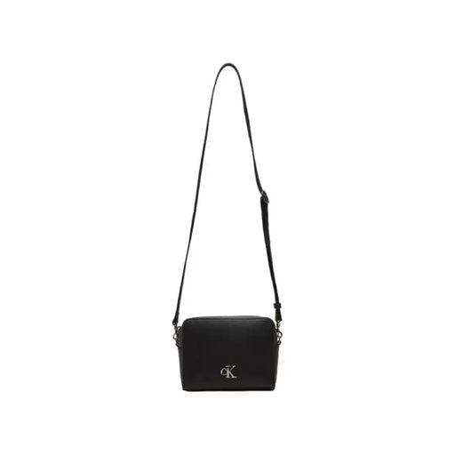 Black leather crossbody bag featuring CK logo from Calvin Klein Jeans Women Bag collection