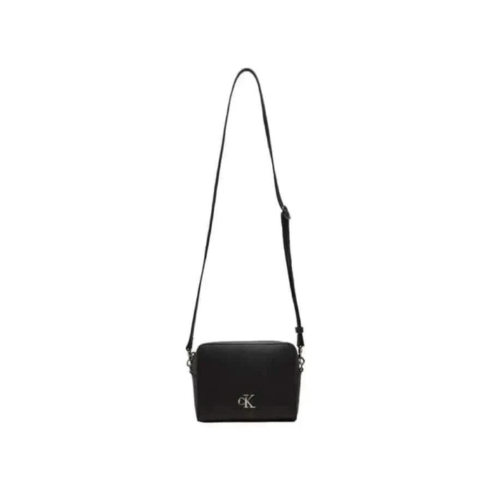 Black leather crossbody bag featuring CK logo from Calvin Klein Jeans Women Bag collection