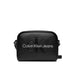 Black leather crossbody bag featuring Calvin Klein Jeans branding for Women Bag