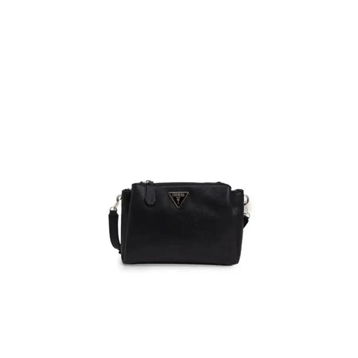 Black leather crossbody bag with triangular logo from Guess Women Bag collection