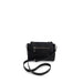 Black leather crossbody bag with zipper pocket and adjustable strap by Guess