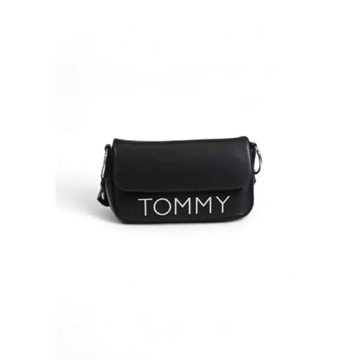 Black leather crossbody bag featuring TOMMY text for Tommy Hilfiger Women Bag