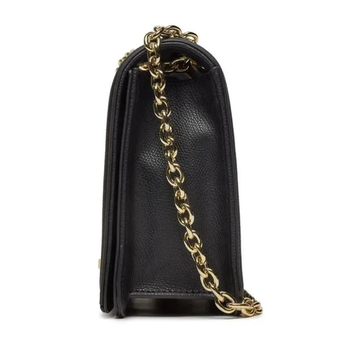 Black leather handbag with gold chain strap from Armani Exchange Women Bag collection