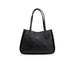 Black leather handbag with embossed floral pattern and double handles by Guess Women Bag