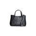 Black leather handbag with embossed logo pattern and top handles by Guess Women Bag