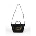 Black leather handbag with handles and shoulder strap by Tommy Hilfiger for women