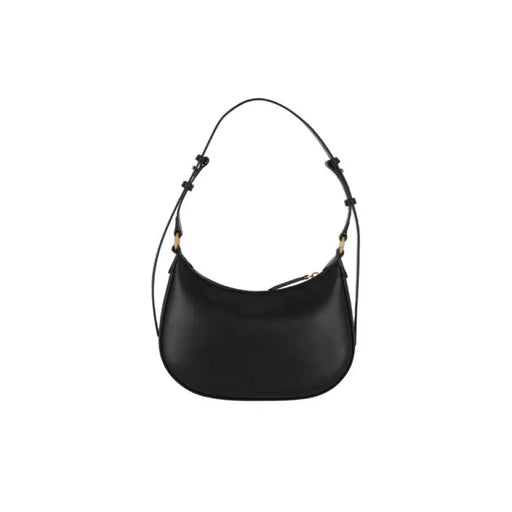 Black leather hobo-style handbag with adjustable shoulder strap by Pinko Women Bag