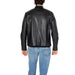 Black leather jacket viewed from the back for Armani Exchange Men Blazer