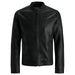 Black leather jacket with front zipper and stand-up collar from Jack & Jones Men Blazer