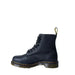 Black leather lace-up combat boot with yellow stitching and chunky sole - Dr. Martens Women Boots