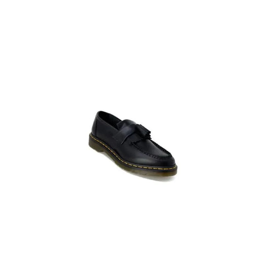 Black leather loafer with strap and yellow stitching for Dr. Martens Men Slip On Shoes