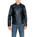 Black leather motorcycle-style jacket with zip front from Jack & Jones Men Jacket