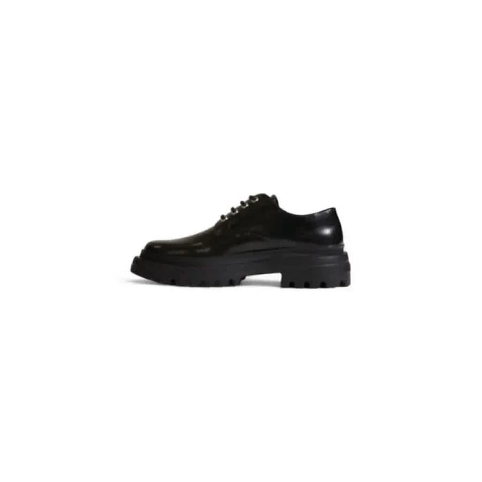 Love Moschino women’s black leather oxford shoe with chunky platform sole