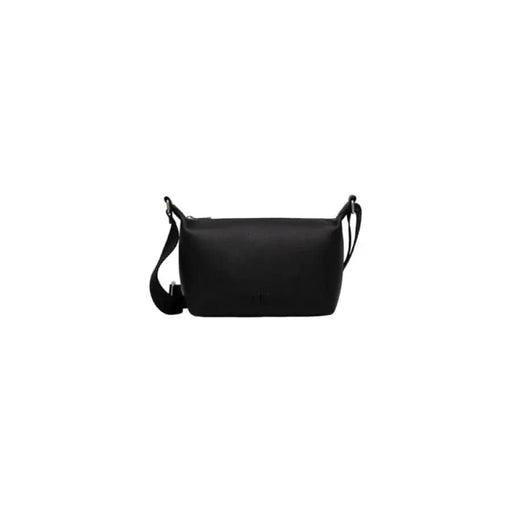 Black leather shoulder bag with adjustable strap by Calvin Klein Jeans for men