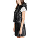 Black leather sleeveless vest with hood and zipper from Morgan De Toi Women Jacket