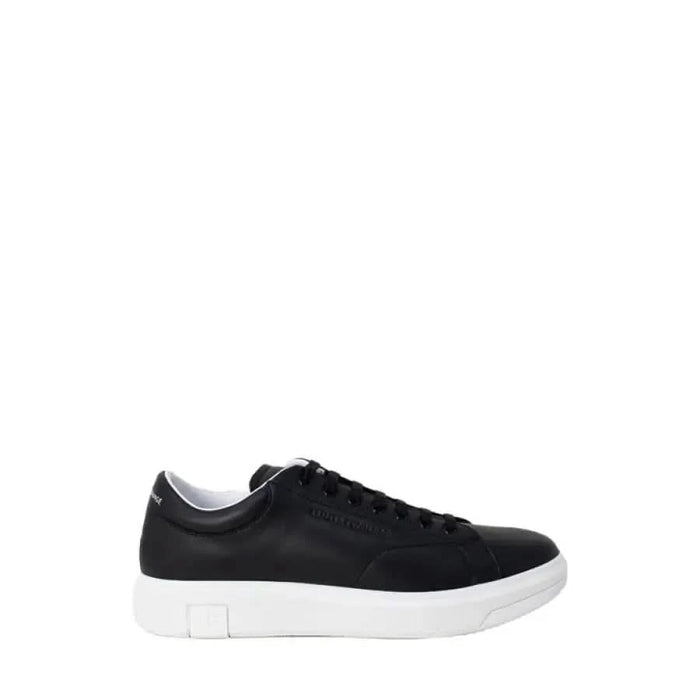 Black leather sneaker with white sole and laces from Armani Exchange for men