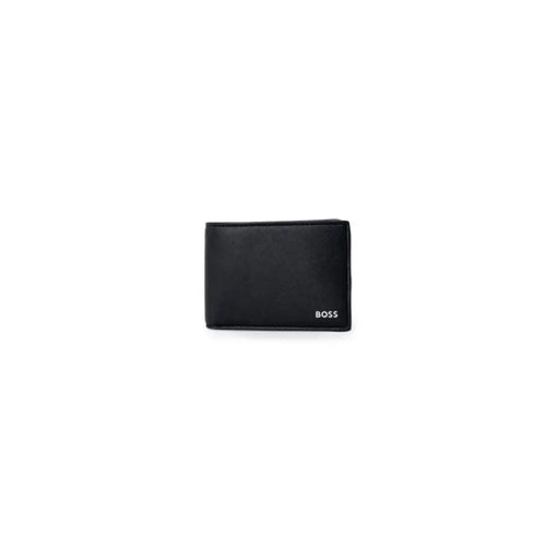 Black leather wallet featuring BOSS branding from the Boss Men Wallet collection