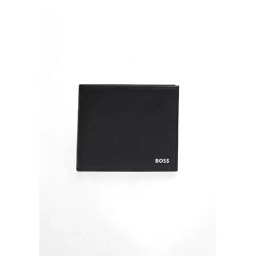 Black leather wallet featuring BOSS branding from the Boss Men Wallet collection