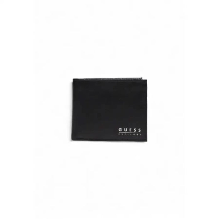 Black leather wallet with ’GUESS’ branding from Guess - Guess Men Wallet collection