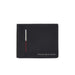 Black leather Tommy Hilfiger men wallet featuring subtle red accent stripe