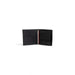 Tommy Hilfiger men’s black leather wallet with red stripe, card slots, and compartments