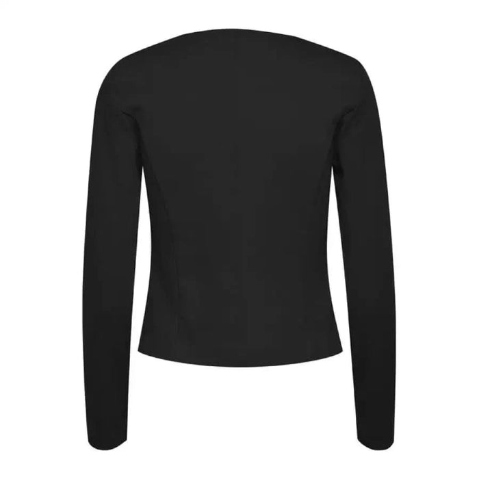 Ichi Ichi women blazer, detailed back view of black long sleeve top