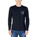 Black Long-Sleeved Armani Exchange Logo T-Shirt Worn with Jeans - Shop Armani Exchange Men T-Shirt