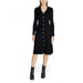 Black long-sleeved midi dress with button front and V-neckline by Morgan De Toi