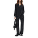 Black long-sleeved jumpsuit with wide-leg pants and v-neckline by Desigual Women Shirt