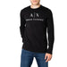 Black long-sleeved Armani Exchange men’s T-shirt with logo printed on the front