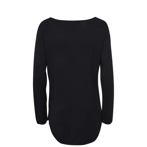 Black long-sleeved sweater with curved hemline from Only Women Knitwear collection