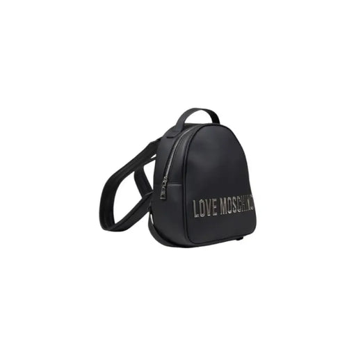 Black Love Moschino backpack featuring logo lettering for stylish women bag