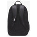 Black Nike backpack with padded shoulder straps and white swoosh logo for men