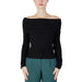 Black off-shoulder ribbed sweater with long sleeves from Only Women Knitwear