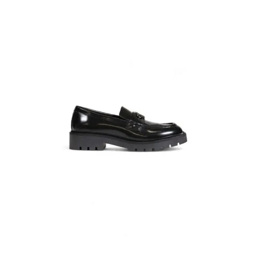 Calvin Klein Women’s Black Patent Leather Loafer with Chunky Sole and Low Heel Moccassin