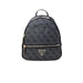 Black patterned Guess Women Bag with triangular logo and gold-toned zippers