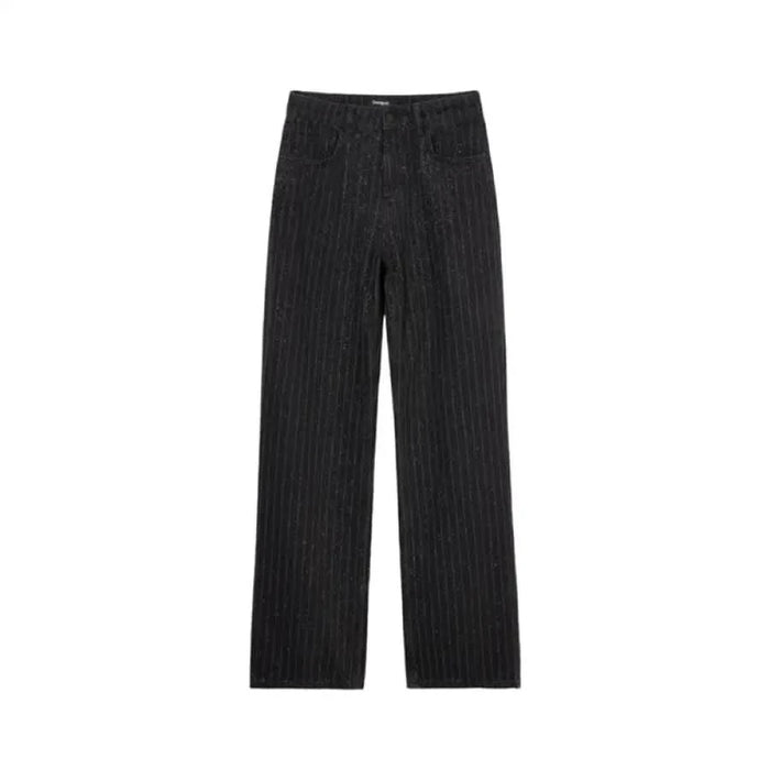 Black pinstriped straight-leg dress pants from Desigual Women Jeans collection