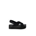 Calvin Klein Jeans Women Sandals: Black Platform Sandal with Crossed Straps and Slingback Design